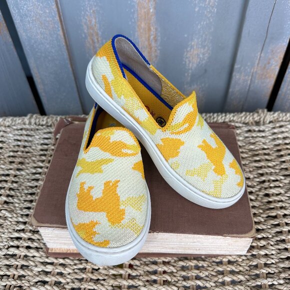 Rothy's Kids Yellow Puppy Camo Sneaker Unisex Sz K12 - Picture 1 of 16